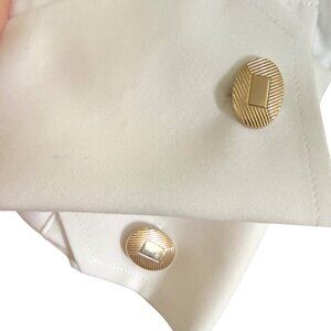 Vintage Goldtone Oval Cufflinks Textured Geometric Design